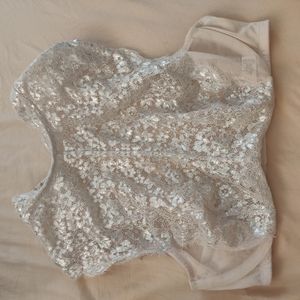 High neck blush lace Victoria Secret vintage longline bralet 32DD